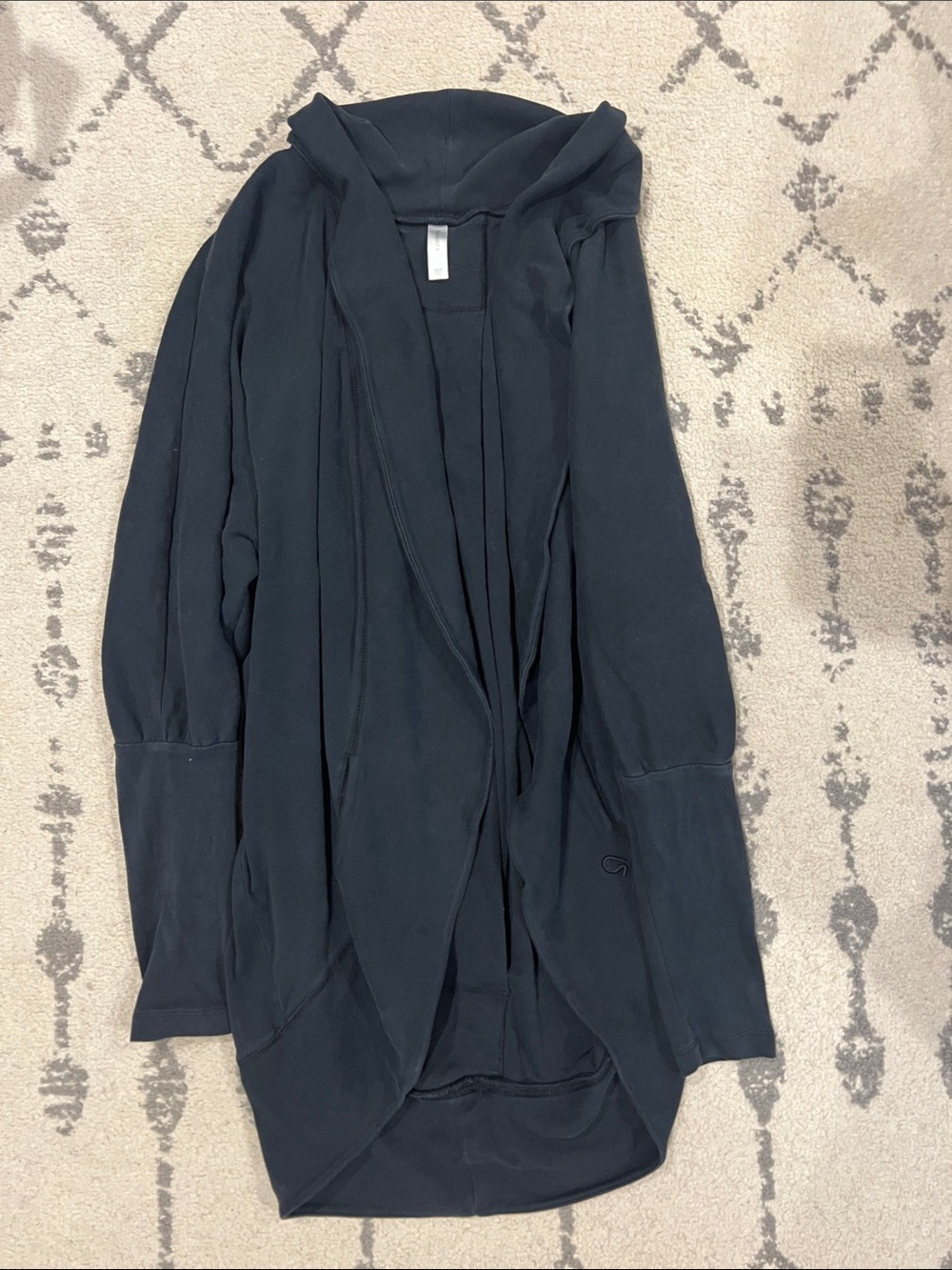 Open-Front Hooded Cardigan Sweater - Black